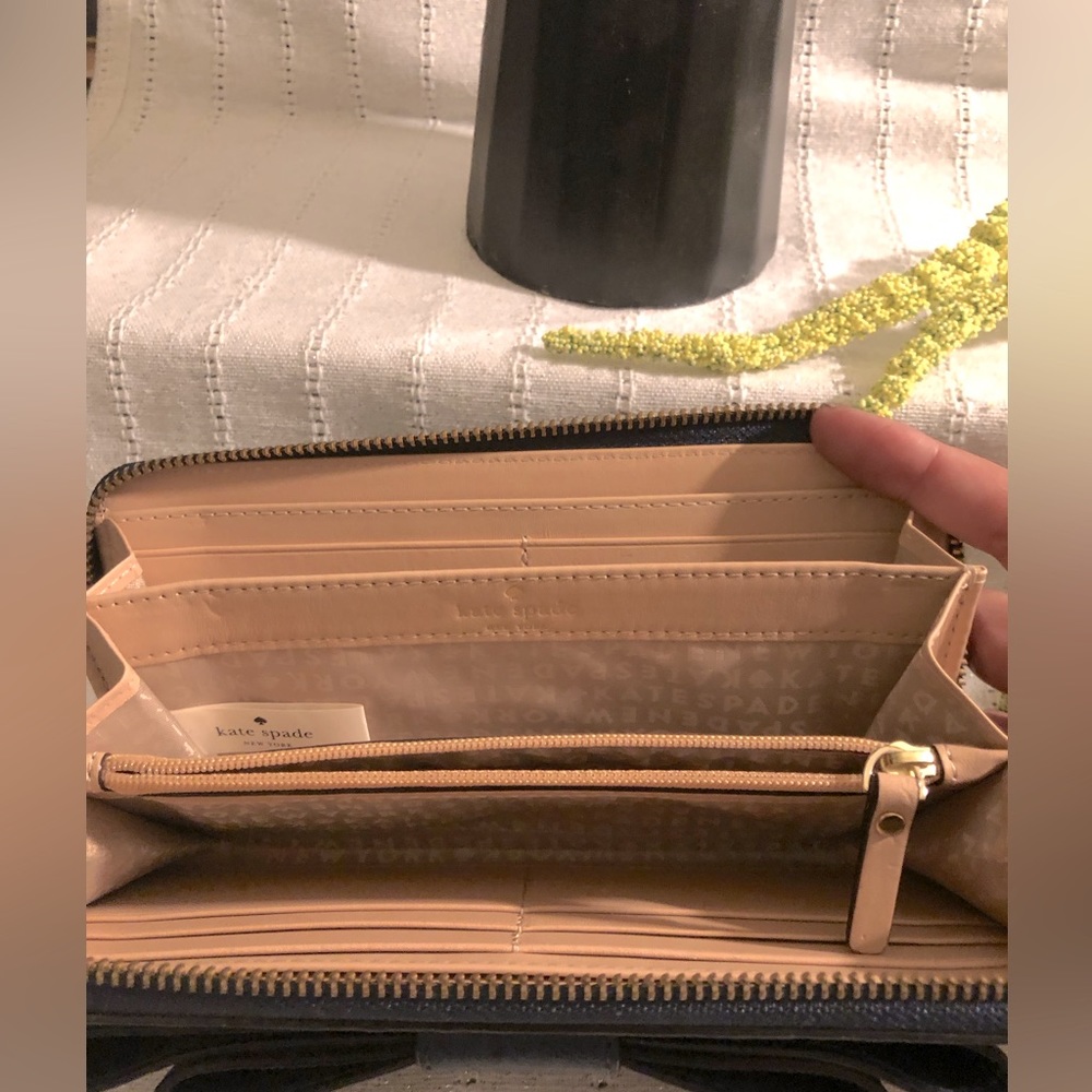 Kate spade blue ostrich leather long wallet. - Picture 3 of 5